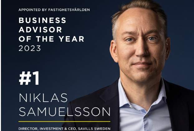 Savills Niklas Samuelsson wins Sweden’s business advisor of the year award 2023